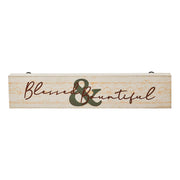 Blessed & Bountiful Cream FarmhouseWood Wall Sign Inspirational Home Decor Plaque 3x14 Inch (2 Piece Buy One, Get One Free Bundle)