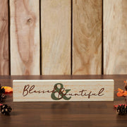Blessed & Bountiful Cream FarmhouseWood Wall Sign Inspirational Home Decor Plaque 3x14 Inch (2 Piece Buy One, Get One Free Bundle)