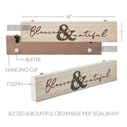 Blessed & Bountiful Cream FarmhouseWood Wall Sign Inspirational Home Decor Plaque 3x14 Inch (2 Piece Buy One, Get One Free Bundle)