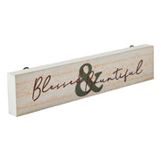 Blessed & Bountiful Cream FarmhouseWood Wall Sign Inspirational Home Decor Plaque 3x14 Inch (2 Piece Buy One, Get One Free Bundle)