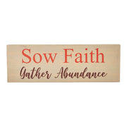 Sow Faith Gather Abundance Inspirational Wall Art Sign 5x15, Green FarmhouseWood Plaque, Rustic Home Decor Gift (2 Piece Buy One, Get One Free Bundle)