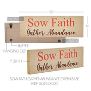 Sow Faith Gather Abundance Inspirational Wall Art Sign 5x15, Green FarmhouseWood Plaque, Rustic Home Decor Gift (2 Piece Buy One, Get One Free Bundle)