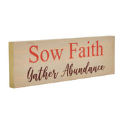 Sow Faith Gather Abundance Inspirational Wall Art Sign 5x15, Green FarmhouseWood Plaque, Rustic Home Decor Gift (2 Piece Buy One, Get One Free Bundle)