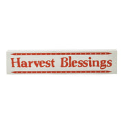 Fall Harvest Blessings Mini StarsWood Sign 3x14x1 Autumn Farmhouse Seasonal Shelf Plaque Decor (2 Piece Buy One, Get One Free Bundle)