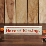 Fall Harvest Blessings Mini StarsWood Sign 3x14x1 Autumn Farmhouse Seasonal Shelf Plaque Decor (2 Piece Buy One, Get One Free Bundle)