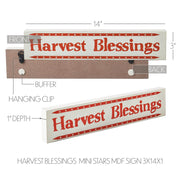 Fall Harvest Blessings Mini StarsWood Sign 3x14x1 Autumn Farmhouse Seasonal Shelf Plaque Decor (2 Piece Buy One, Get One Free Bundle)