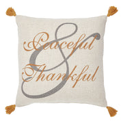 Harvest Blessings Peaceful Thankful Woven Decorative Throw Pillow 14x14 Inch Square Fall Farmhouse Accent (2 Piece Buy One, Get One Free Bundle)