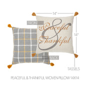 Harvest Blessings Peaceful Thankful Woven Decorative Throw Pillow 14x14 Inch Square Fall Farmhouse Accent (2 Piece Buy One, Get One Free Bundle)