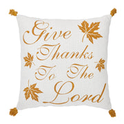 Harvest Blessings Give Thanks to the Lord Woven Fall Farmhouse Throw Pillow 18x18 Decorative Accent (2 Piece Buy One, Get One Free Bundle)
