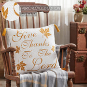 Harvest Blessings Give Thanks to the Lord Woven Fall Farmhouse Throw Pillow 18x18 Decorative Accent (2 Piece Buy One, Get One Free Bundle)
