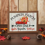 Farmhouse Shiplap Red Truck Pumpkin Patch Wall Sign 10x14 Autumn Harvest Home Decor (2 Piece Buy One, Get One Free Bundle)
