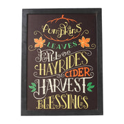 Farmhouse Harvest Autumn Blessings Wall Sign 16x12, Black Border Decorative Wood Plaque, Rustic Fall Home Decor Accent (2 Piece Buy One, Get One Free Bundle)