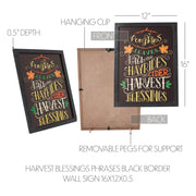 Farmhouse Harvest Autumn Blessings Wall Sign 16x12, Black Border Decorative Wood Plaque, Rustic Fall Home Decor Accent (2 Piece Buy One, Get One Free Bundle)