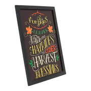 Farmhouse Harvest Autumn Blessings Wall Sign 16x12, Black Border Decorative Wood Plaque, Rustic Fall Home Decor Accent (2 Piece Buy One, Get One Free Bundle)