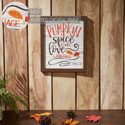 Farmhouse Shiplap Wood Wall Sign Pumpkin Spice Is My Language Autumn Fall Decor Plaque Rustic Home Accent Art 12x10 (2 Piece Buy One, Get One Free Bundle)