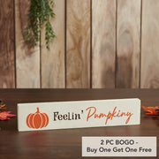 Pumpkin Harvest CreamDecor Sign Farmhouse Autumn Wall Plaque 2.75x13 (2 Piece Buy One, Get One Free Bundle)