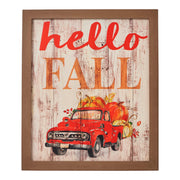 Farmhouse Shiplap Hello Fall Red Truck Wall Sign Autumn Harvest Rustic Home Decor 13x11 (2 Piece Buy One, Get One Free Bundle)