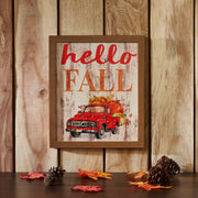 Farmhouse Shiplap Hello Fall Red Truck Wall Sign Autumn Harvest Rustic Home Decor 13x11 (2 Piece Buy One, Get One Free Bundle)