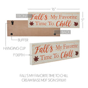 Autumn Farmhouse Fall Decor My Favorite Time To Chill CreamWall Sign 5x16 Inch Rustic Home Accent Plaque (2 Piece Buy One, Get One Free Bundle)