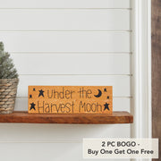 Under The Harvest Moon Primitive Star Farmhouse Wall Sign, Rustic MustardPlaque Decor, 4x12 Inch (2 Piece Buy One, Get One Free Bundle)