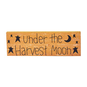 Under The Harvest Moon Primitive Star Farmhouse Wall Sign, Rustic MustardPlaque Decor, 4x12 Inch (2 Piece Buy One, Get One Free Bundle)