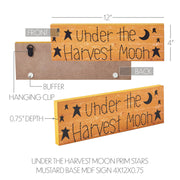 Under The Harvest Moon Primitive Star Farmhouse Wall Sign, Rustic MustardPlaque Decor, 4x12 Inch (2 Piece Buy One, Get One Free Bundle)