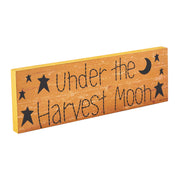 Under The Harvest Moon Primitive Star Farmhouse Wall Sign, Rustic MustardPlaque Decor, 4x12 Inch (2 Piece Buy One, Get One Free Bundle)