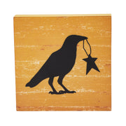 Prim Star Primitive Farmhouse Raven Crow Wall Decor Sign Mustard5x5 Inch (2 Piece Buy One, Get One Free Bundle)