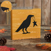 Prim Star Primitive Farmhouse Raven Crow Wall Decor Sign Mustard5x5 Inch (2 Piece Buy One, Get One Free Bundle)
