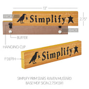 Simplify Primitive Stars Rustic Wall Sign, Farmhouse Raven Mustard BaseDecor Plaque, Country Home Accent, 2.75x13 Inch (2 Piece Buy One, Get One Free Bundle)