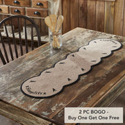 Raven Harvest Simplify Stencil Farmhouse Cotton Table Runner, Black Tan, 12x48 Inch (2 Piece Buy One, Get One Free Bundle)