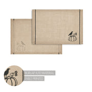 Raven Harvest Farmhouse Rustic Natural Jute Burlap Placemat Set (2) 13x19 Inch Table Mats (4 Piece Buy One, Get One Free Bundle)