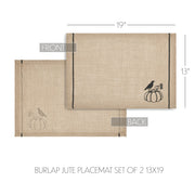 Raven Harvest Farmhouse Rustic Natural Jute Burlap Placemat Set (2) 13x19 Inch Table Mats (4 Piece Buy One, Get One Free Bundle)
