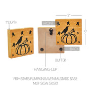 Prim Stars Primitive Halloween Pumpkin RavenSign 5x5 Mustard Fall Tabletop Home Decor (2 Piece Buy One, Get One Free Bundle)