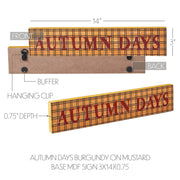 Autumn Days Farmhouse Fall Wall Sign 3x14 Burgundy & Mustard RusticDecor (2 Piece Buy One, Get One Free Bundle)
