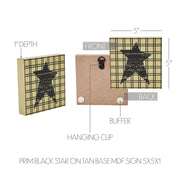 Primitive Black StarWood Sign Rustic Farmhouse Tan Wall Decor 5x5 Inch (2 Piece Buy One, Get One Free Bundle)
