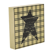 Primitive Black StarWood Sign Rustic Farmhouse Tan Wall Decor 5x5 Inch (2 Piece Buy One, Get One Free Bundle)