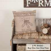 Sawyer Mill Charcoal Farmhouse Rustic Corn Feed 18x18 Decorative Throw Pillow (2 Piece Buy One, Get One Free Bundle)