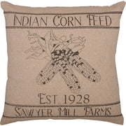 Sawyer Mill Charcoal Farmhouse Rustic Corn Feed 18x18 Decorative Throw Pillow (2 Piece Buy One, Get One Free Bundle)