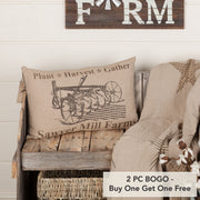 Sawyer Mill Farmhouse Rustic Charcoal Gray Plow Lumbar Throw Pillow 14x22 Decorative Accent (2 Piece Buy One, Get One Free Bundle)