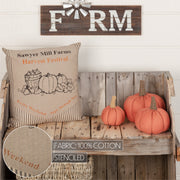 Sawyer Mill Charcoal Farmhouse Harvest Festival 18x18 Decorative Throw Pillow Rustic Fall Accent Home Decor (2 Piece Buy One, Get One Free Bundle)