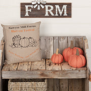 Sawyer Mill Charcoal Farmhouse Harvest Festival 18x18 Decorative Throw Pillow Rustic Fall Accent Home Decor (2 Piece Buy One, Get One Free Bundle)
