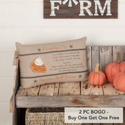 Sawyer Mill Farmhouse Charcoal Pumpkin Pie Recipe Throw Pillow 14x22 Rustic Autumn Harvest Decorative Accent (2 Piece Buy One, Get One Free Bundle)