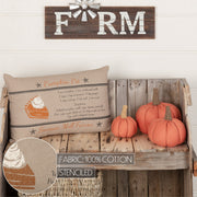 Sawyer Mill Farmhouse Charcoal Pumpkin Pie Recipe Throw Pillow 14x22 Rustic Autumn Harvest Decorative Accent (2 Piece Buy One, Get One Free Bundle)