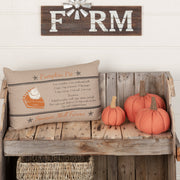 Sawyer Mill Farmhouse Charcoal Pumpkin Pie Recipe Throw Pillow 14x22 Rustic Autumn Harvest Decorative Accent (2 Piece Buy One, Get One Free Bundle)