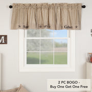Sawyer Mill Farmhouse Charcoal Gathered Rod Pocket Window Valance 20x90 (2 Piece Buy One, Get One Free Bundle)