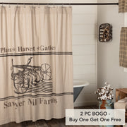 Sawyer Mill Charcoal Plow Striped Farmhouse Shower Curtain 72x72 Rustic Gray Cotton Bathroom Decor (2 Piece Buy One, Get One Free Bundle)