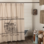 Sawyer Mill Charcoal Plow Striped Farmhouse Shower Curtain 72x72 Rustic Gray Cotton Bathroom Decor (2 Piece Buy One, Get One Free Bundle)