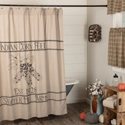 Sawyer Mill Charcoal Corn Feed Cotton Farmhouse Shower Curtain, Grey & Cream, 72x72 (2 Piece Buy One, Get One Free Bundle)