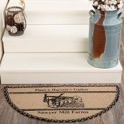 Sawyer Mill Charcoal Plow Braided Jute Half Round Farmhouse Entryway Accent Rug 16.5x33 Indoor Mat (2 Piece Buy One, Get One Free Bundle)